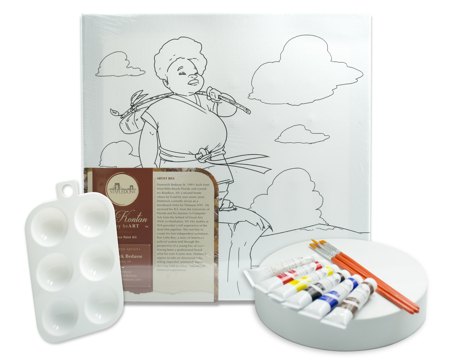 Ke Kontan Paint Kit of Afro Samurai showing 6 paint tubes, 1 palette, and 3 paintbrushes included in the kit